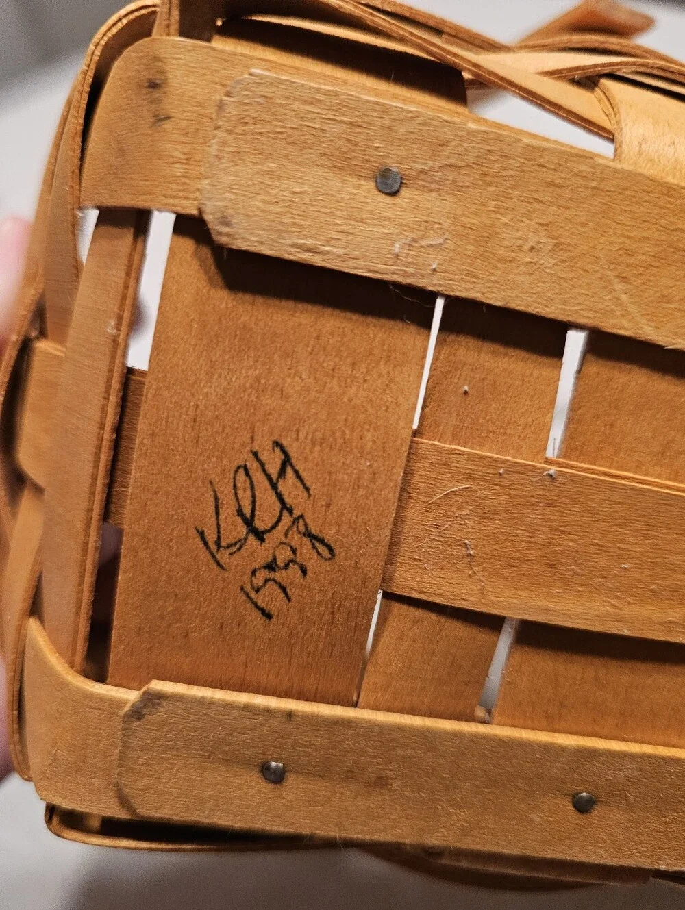 Vintage Longaberger Slanted Fruit Vegetable Basket 1998 Signed Numbered